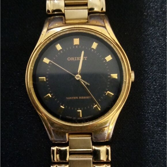 Golden Orient watch with a dark blue face - Picture 4 of 11